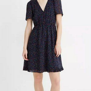 Madewell Flutter Sleeve Ruffle Hem Dress In Sugar Dot - size 0